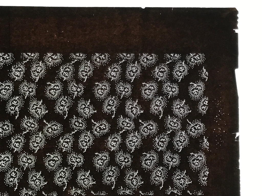 Antique Japanese Ise Katagami Paper Kimono Stencil Katazome Plant Leaves A852