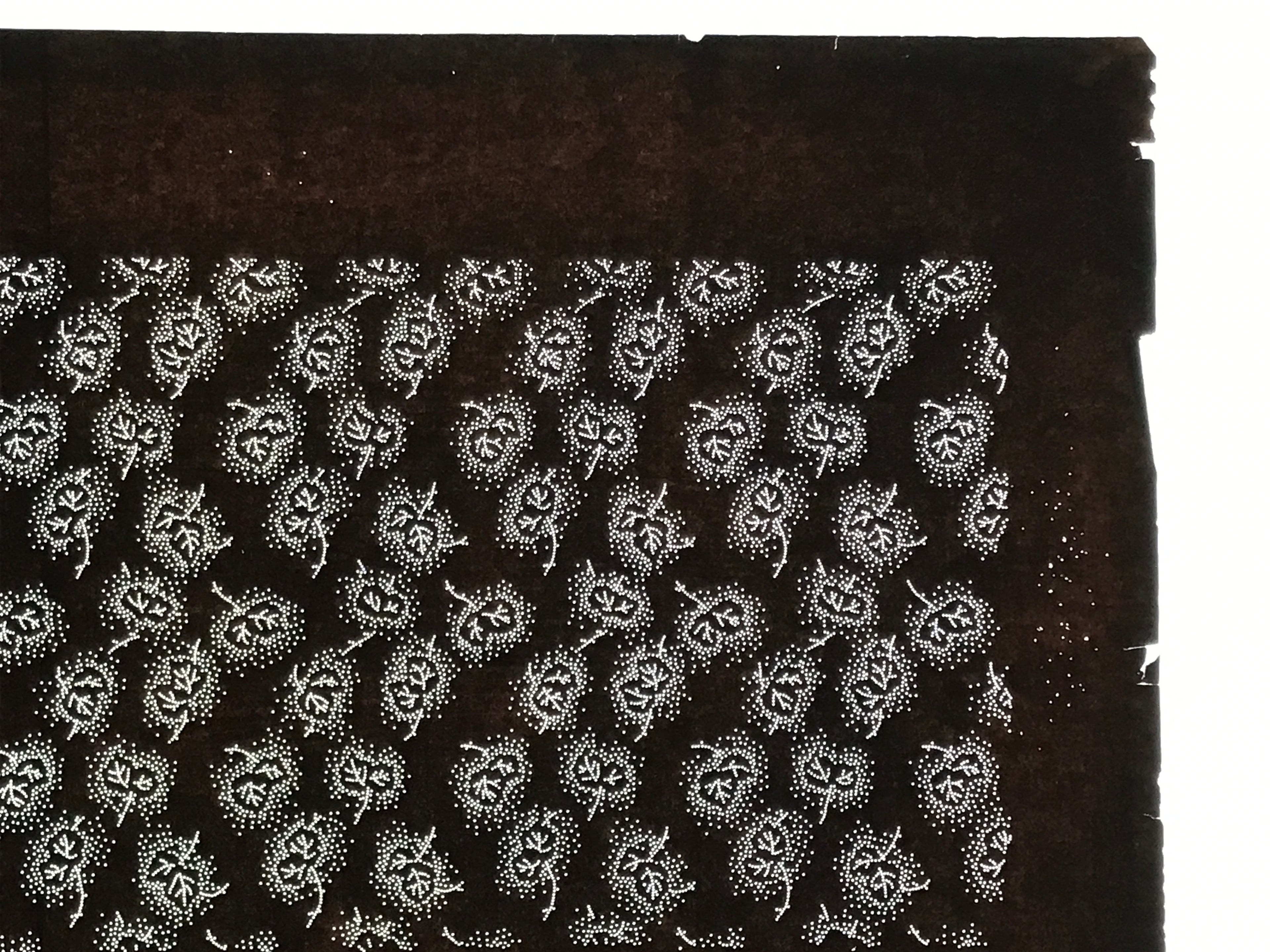 Antique Japanese Ise Katagami Paper Kimono Stencil Katazome Plant Leaves A852