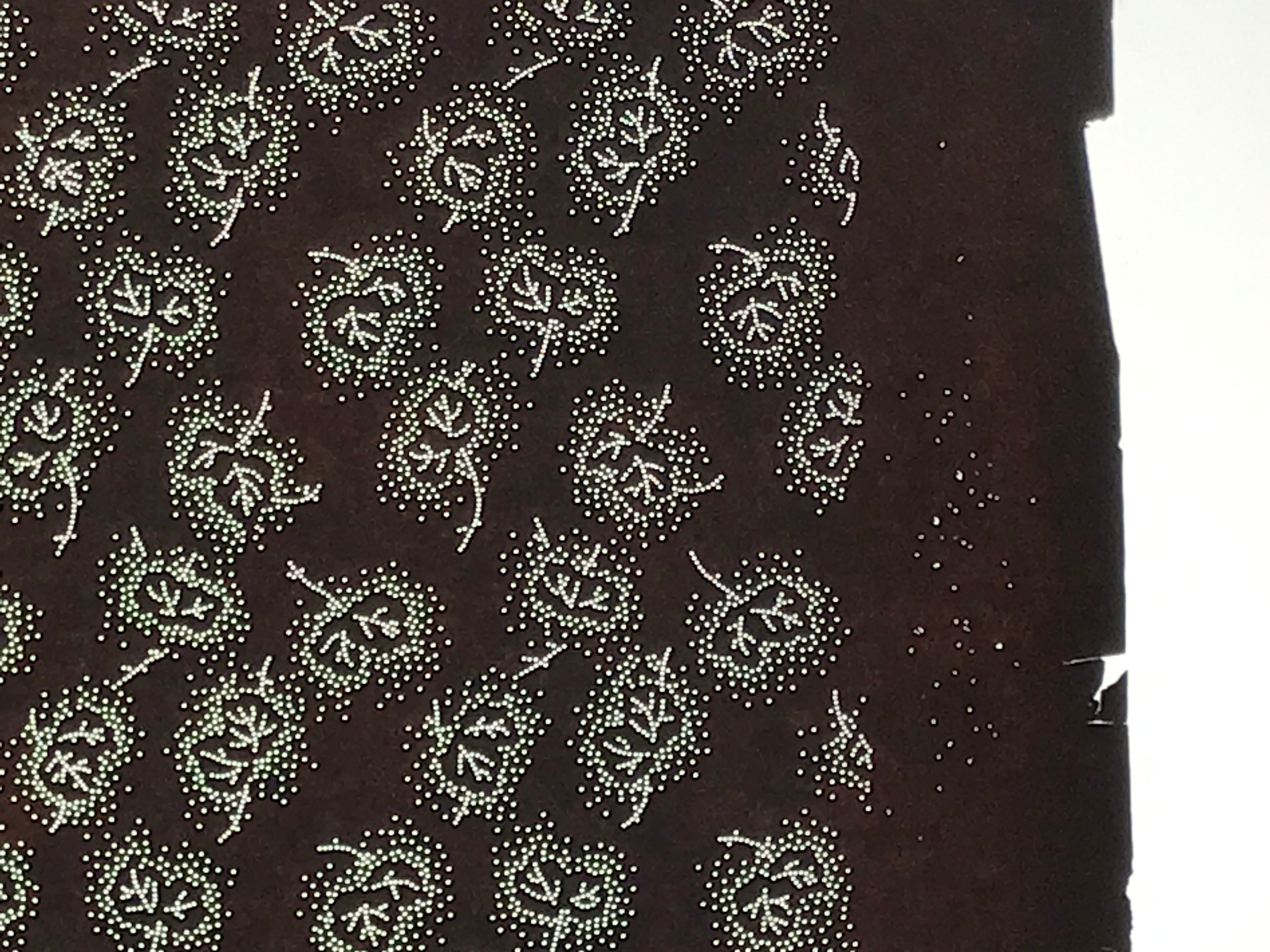 Antique Japanese Ise Katagami Paper Kimono Stencil Katazome Plant Leaves A852