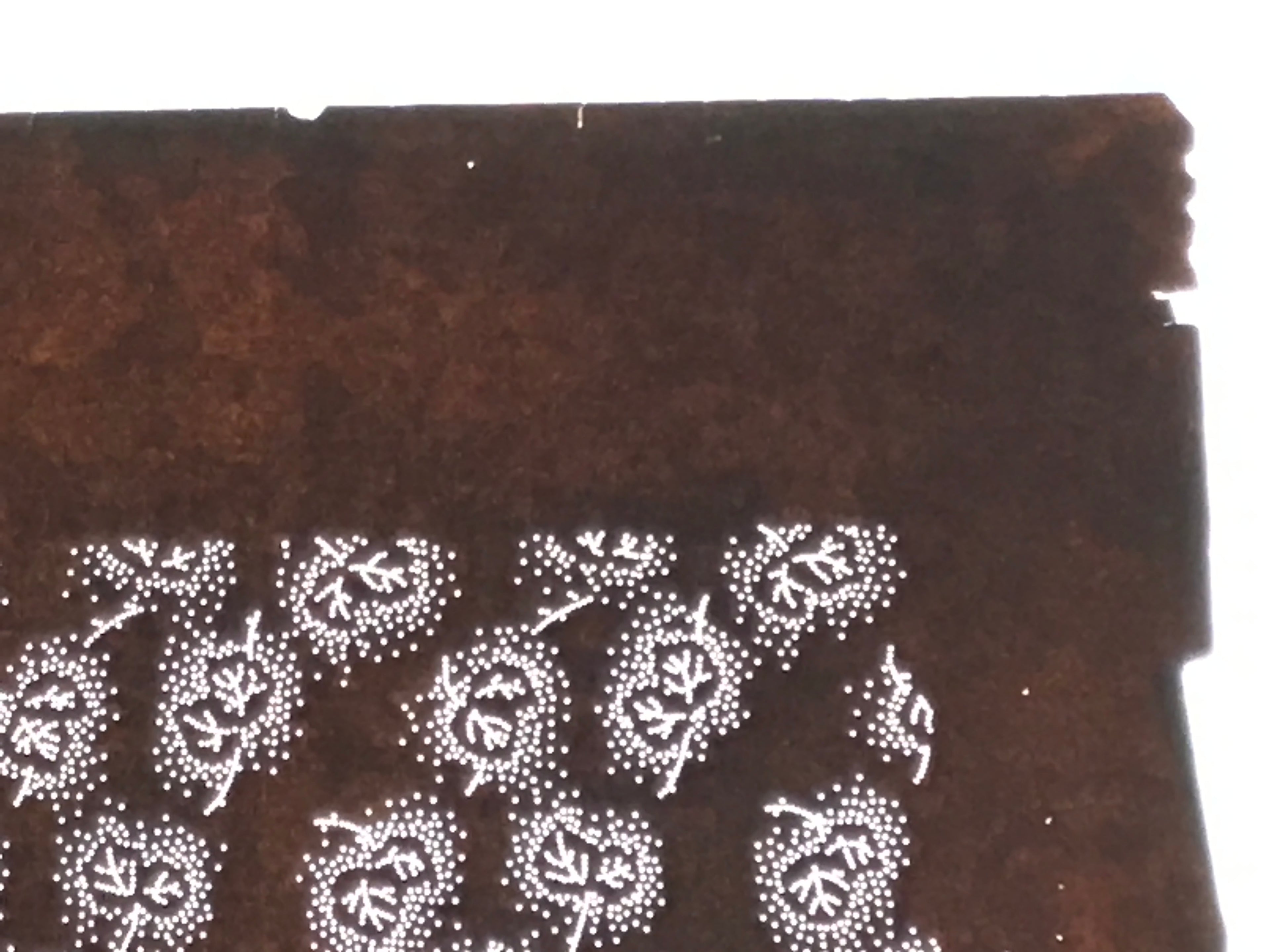 Antique Japanese Ise Katagami Paper Kimono Stencil Katazome Plant Leaves A852