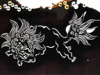 Antique Japanese Ise Katagami Paper Kimono Stencil Katazome Shishi Lion A825
