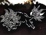 Antique Japanese Ise Katagami Paper Kimono Stencil Katazome Shishi Lion A825