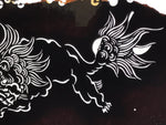 Antique Japanese Ise Katagami Paper Kimono Stencil Katazome Shishi Lion A825