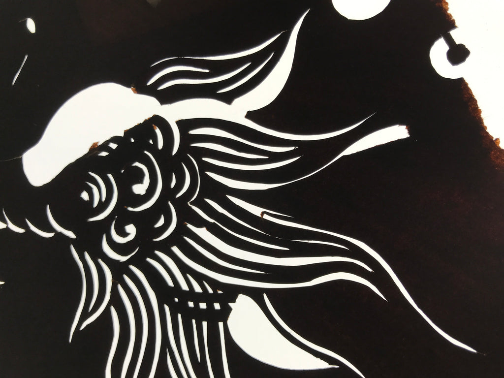 Antique Japanese Ise Katagami Paper Kimono Stencil Katazome Shishi Lion A825