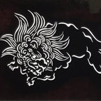 Antique Japanese Ise Katagami Paper Kimono Stencil Katazome Shishi Lion A825