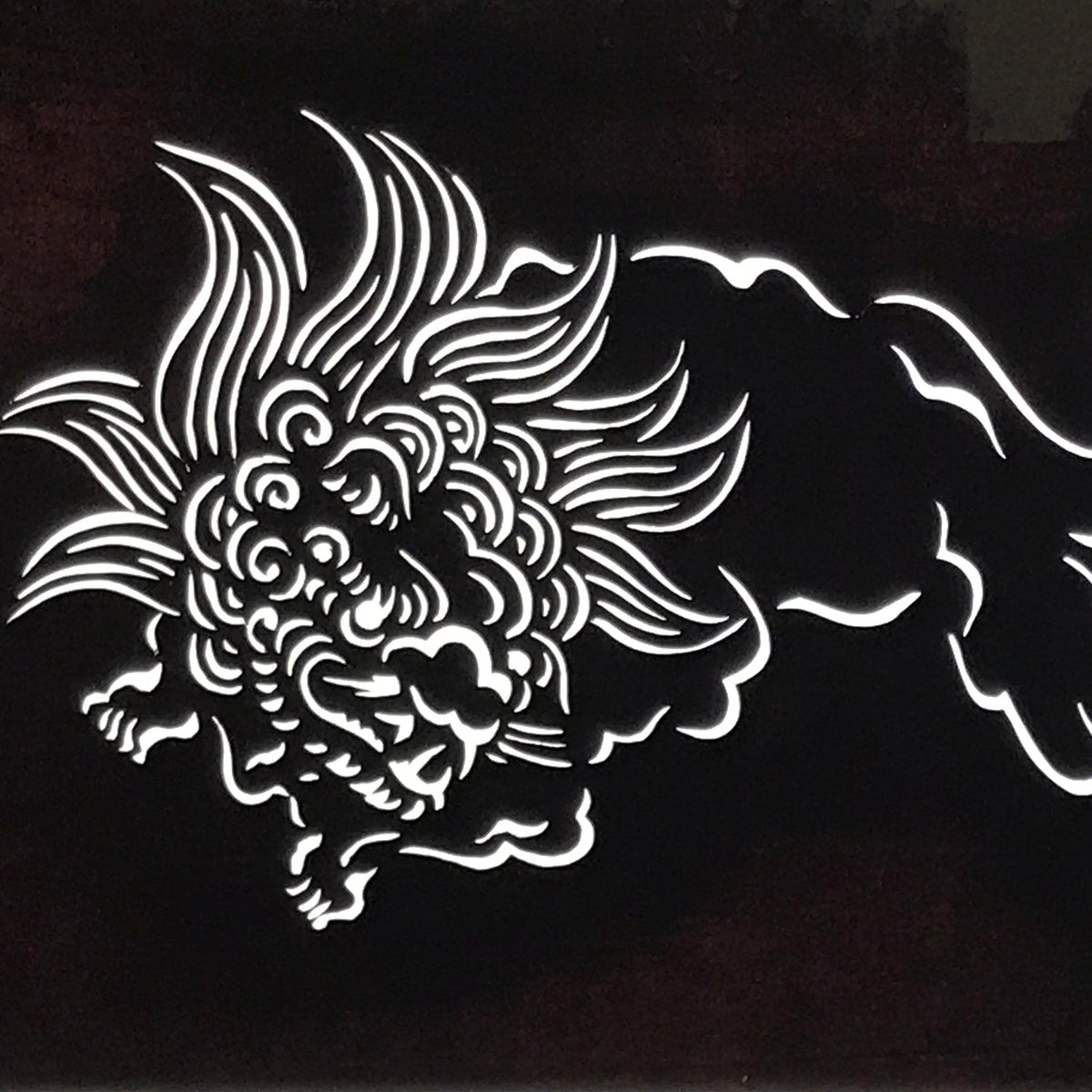 Antique Japanese Ise Katagami Paper Kimono Stencil Katazome Shishi Lion A825