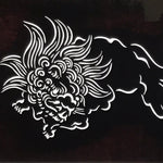 Antique Japanese Ise Katagami Paper Kimono Stencil Katazome Shishi Lion A825