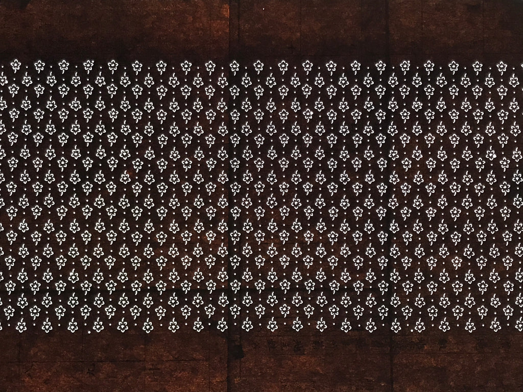 Antique Japanese Ise Katagami Paper Kimono Stencil Kikyo Bellflower Floral A859
