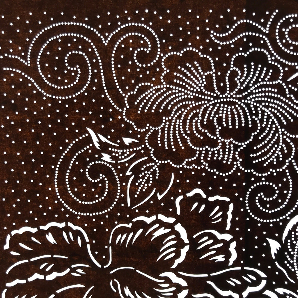 Antique Japanese Ise Katagami Paper Kimono Stencil Large Peony Botan Design A731