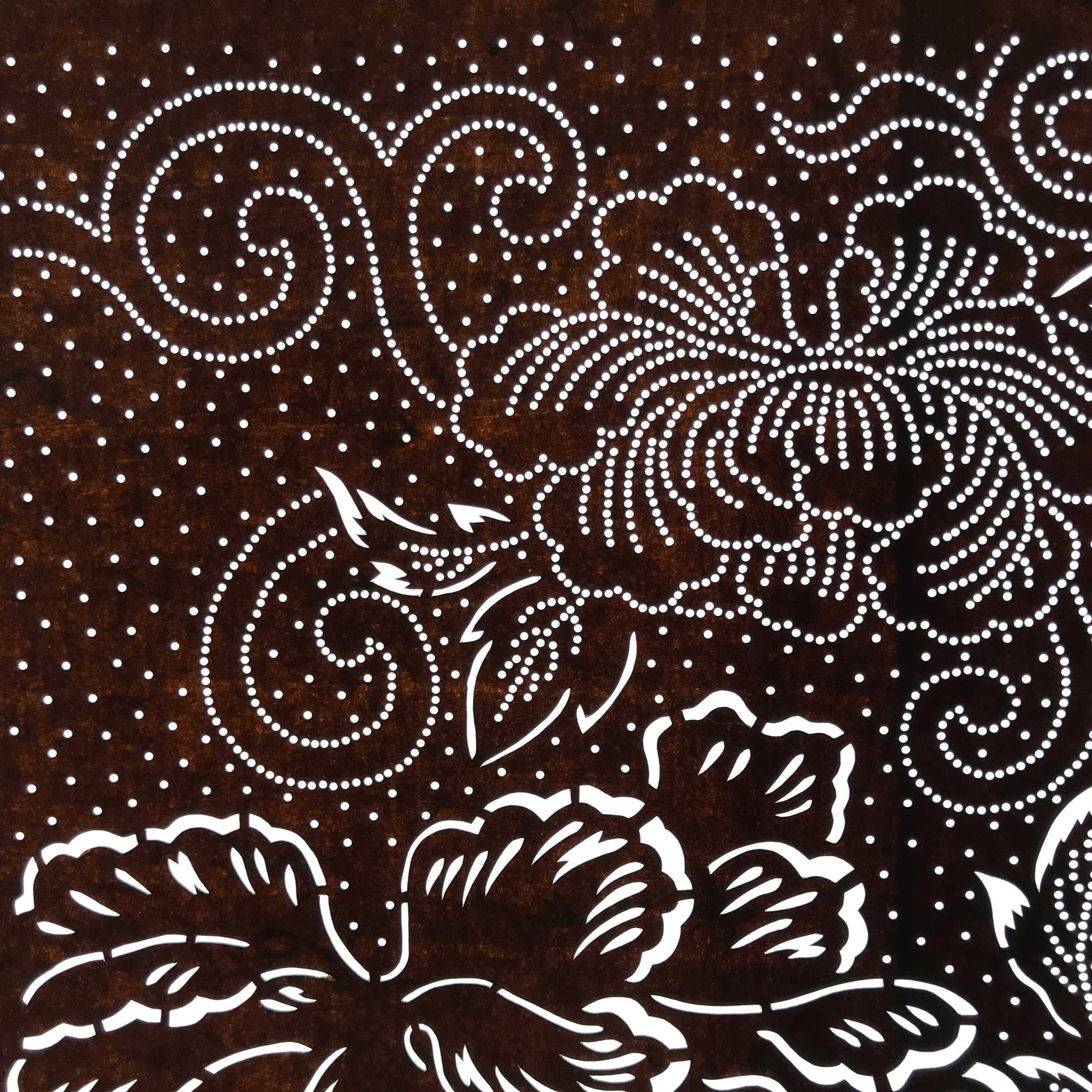 Antique Japanese Ise Katagami Paper Kimono Stencil Large Peony Botan Design A731