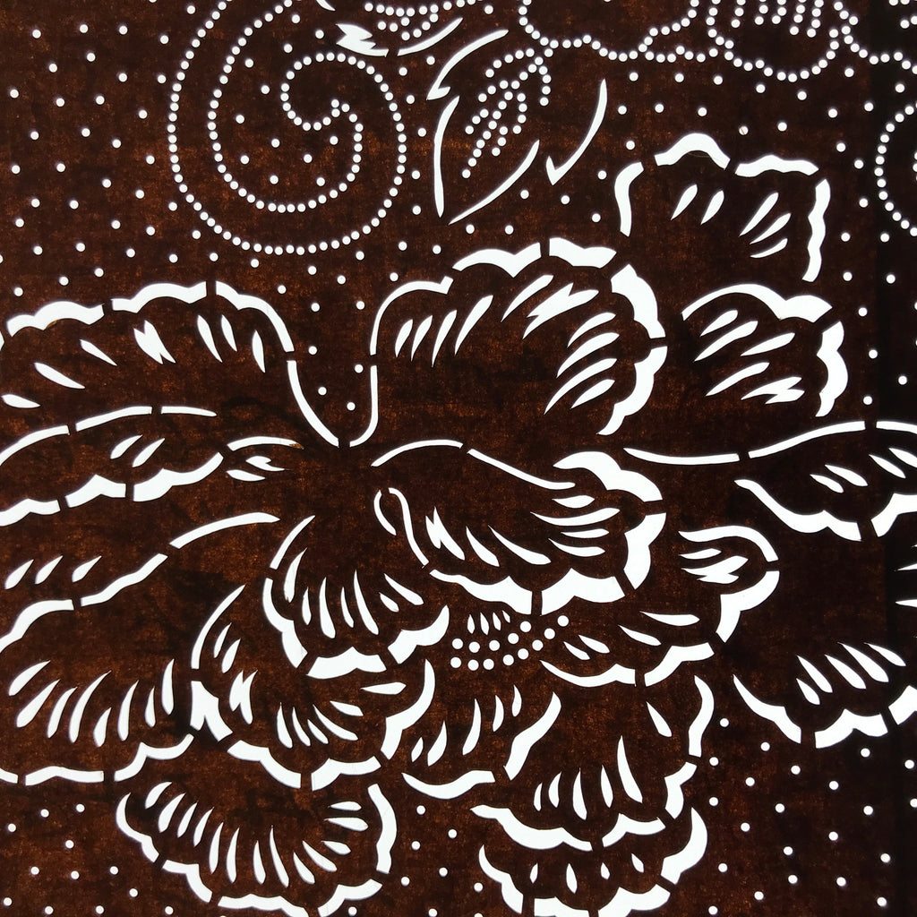 Antique Japanese Ise Katagami Paper Kimono Stencil Large Peony Botan Design A731