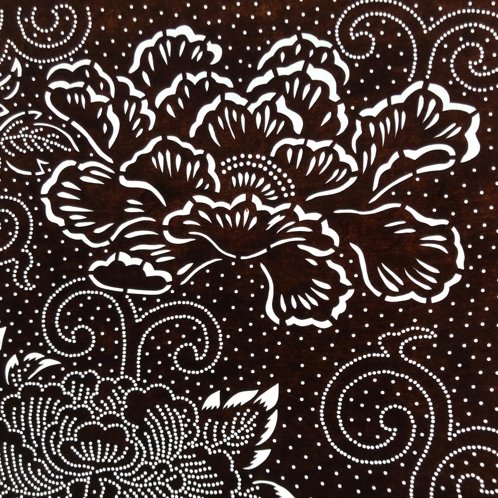 Antique Japanese Ise Katagami Paper Kimono Stencil Large Peony Botan Design A731
