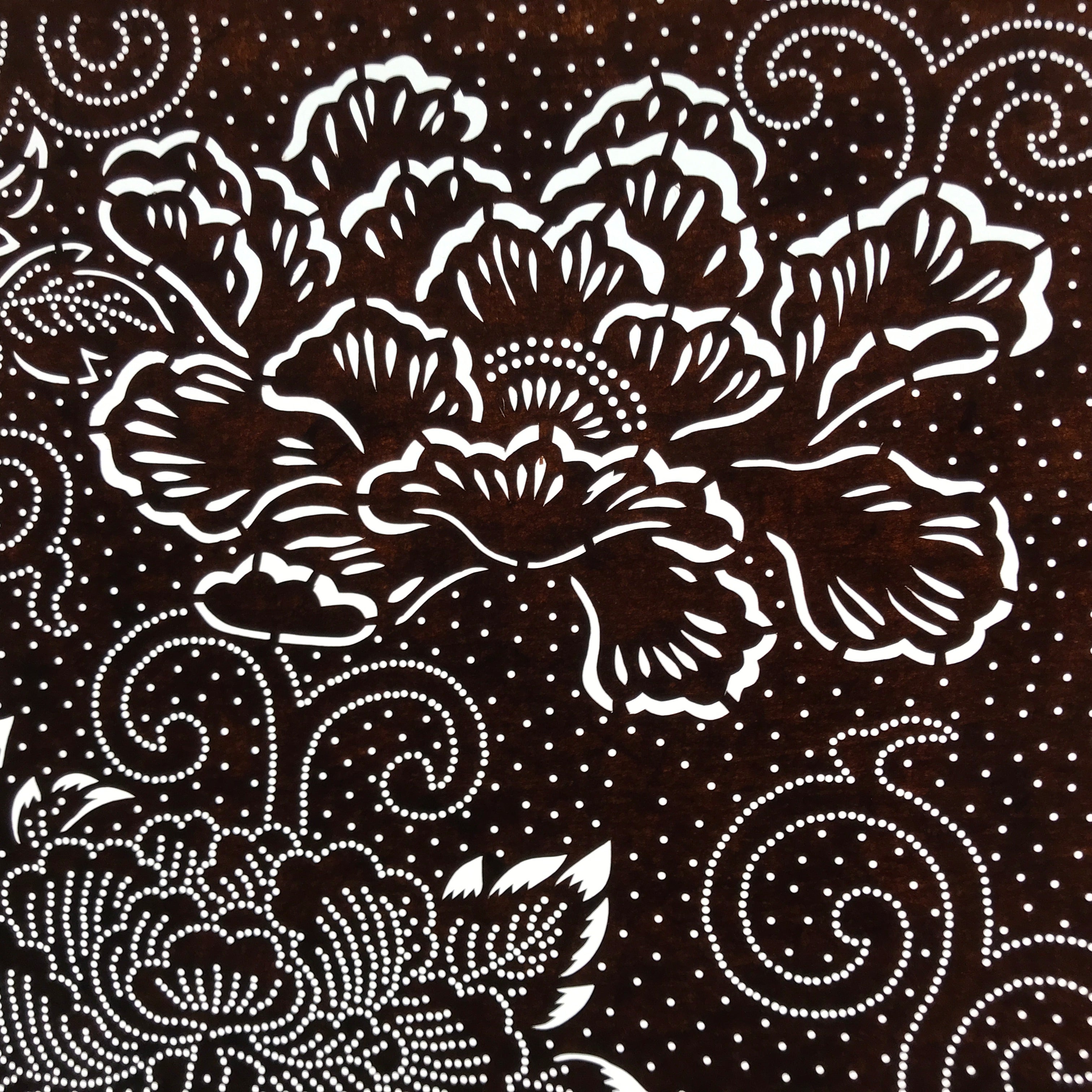 Antique Japanese Ise Katagami Paper Kimono Stencil Large Peony Botan Design A731