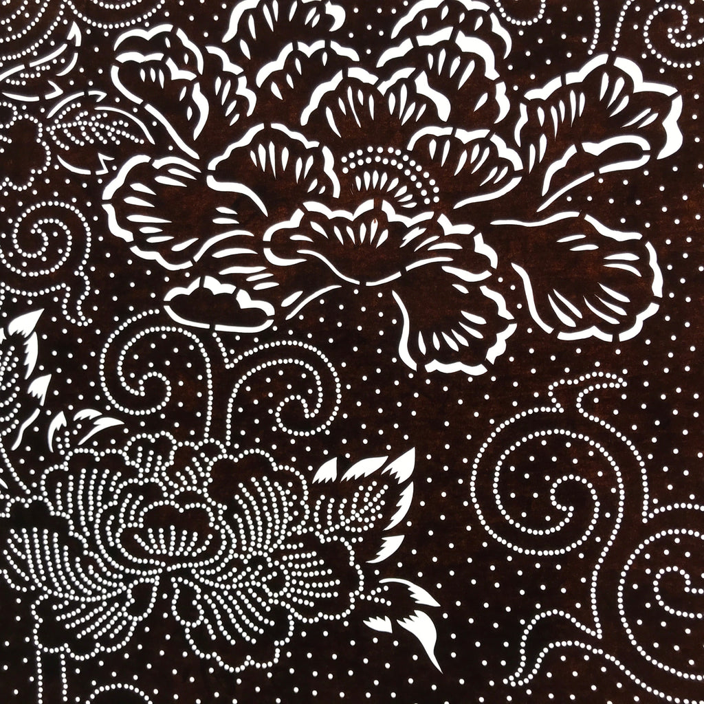 Antique Japanese Ise Katagami Paper Kimono Stencil Large Peony Botan Design A731