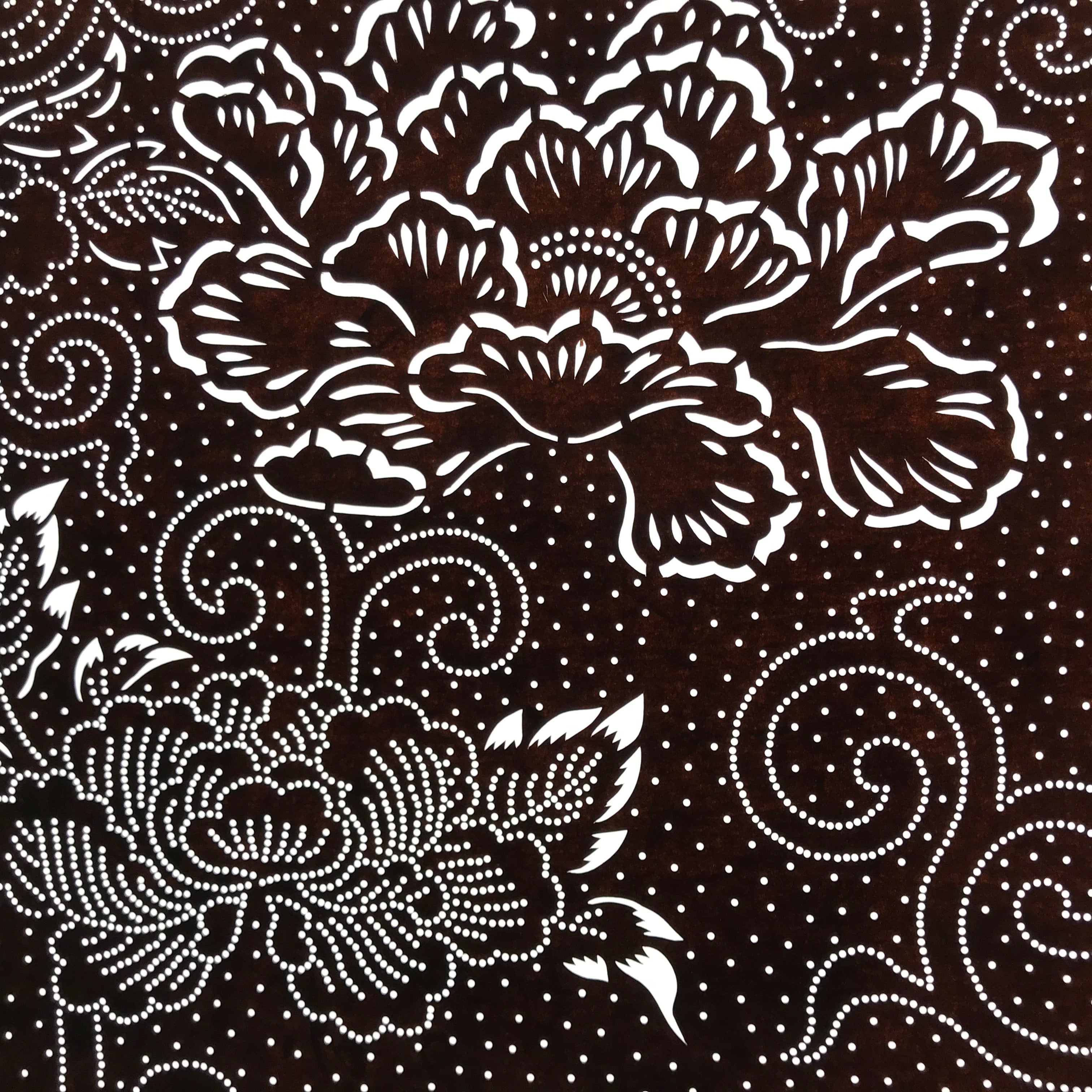 Antique Japanese Ise Katagami Paper Kimono Stencil Large Peony Botan Design A731