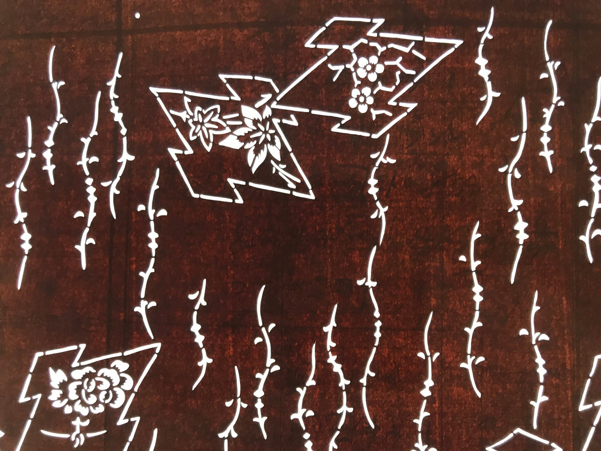 Antique Japanese Ise Katagami Paper Kimono Stencil Matsukawabishi Pine Bark A725