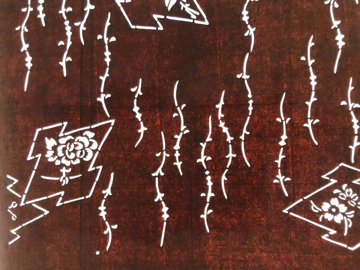 Antique Japanese Ise Katagami Paper Kimono Stencil Matsukawabishi Pine Bark A725