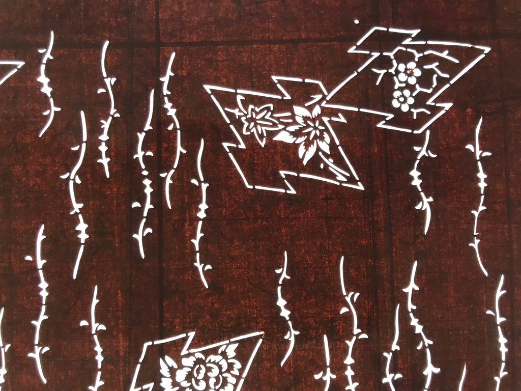 Antique Japanese Ise Katagami Paper Kimono Stencil Matsukawabishi Pine Bark A725