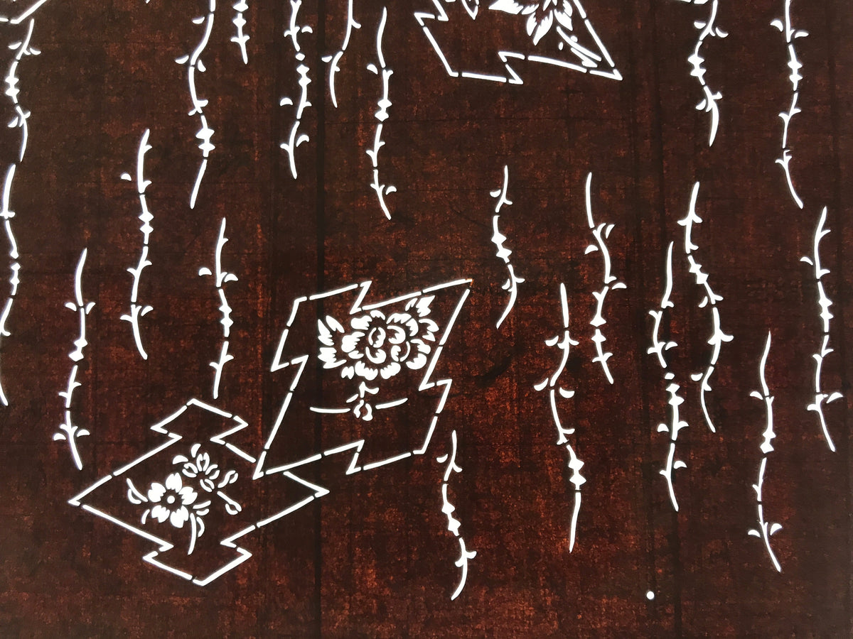 Antique Japanese Ise Katagami Paper Kimono Stencil Matsukawabishi Pine Bark A725