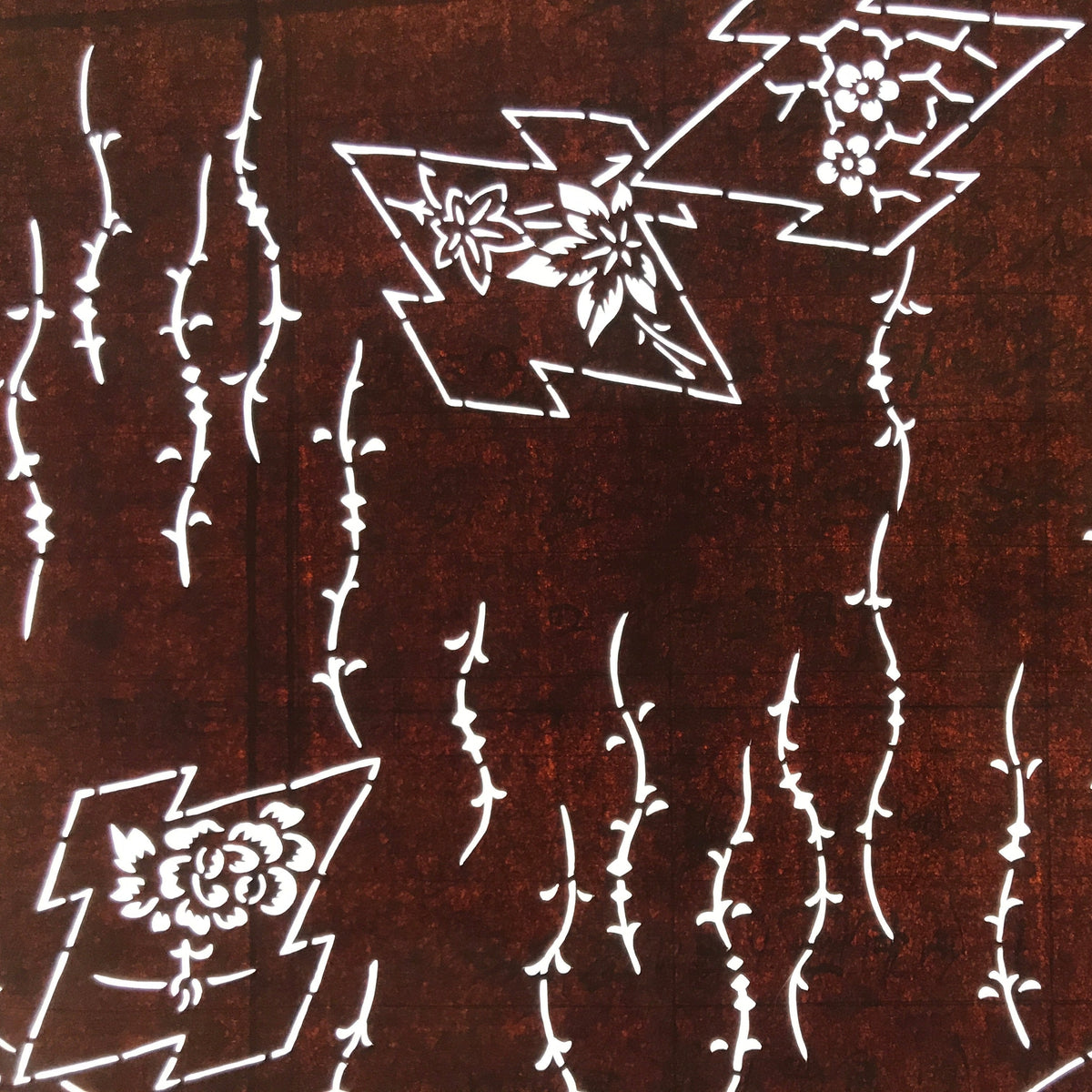 Antique Japanese Ise Katagami Paper Kimono Stencil Matsukawabishi Pine Bark A725