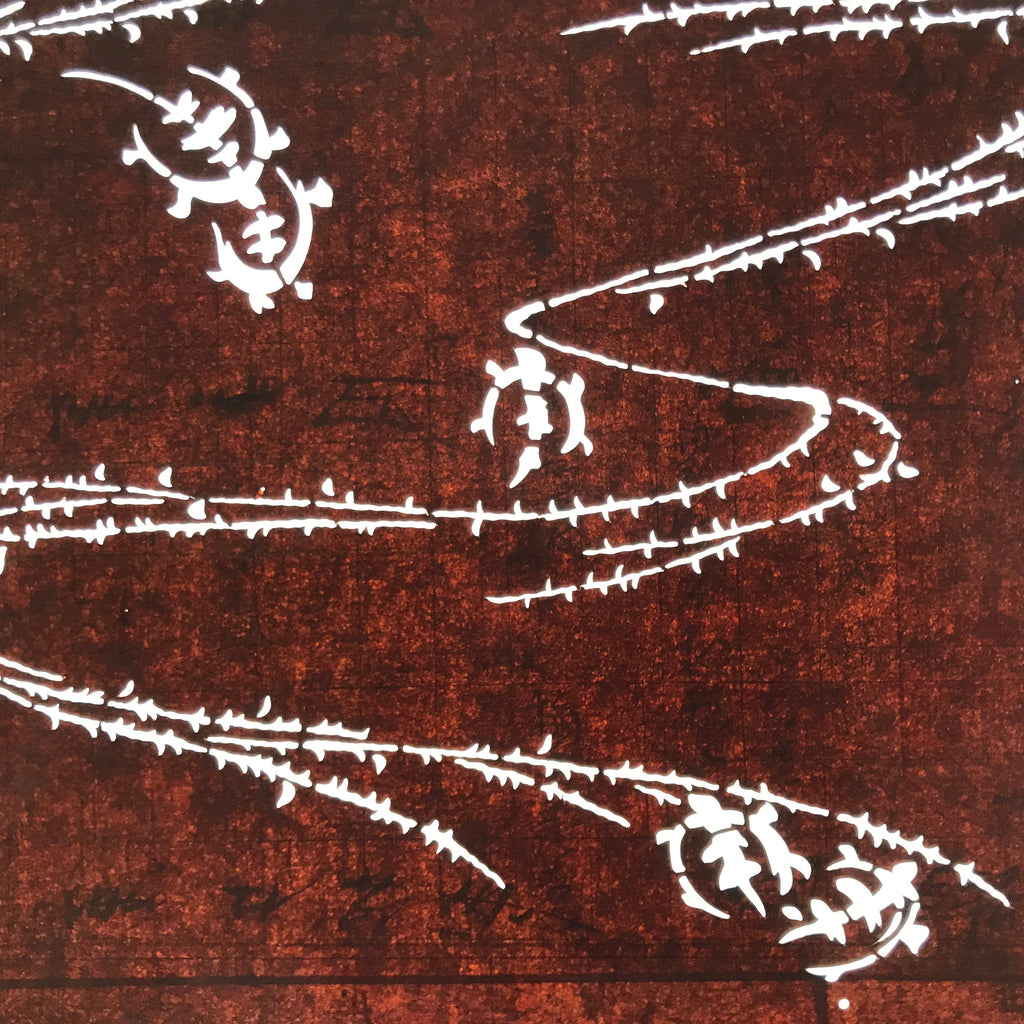 Antique Japanese Ise Katagami Paper Kimono Stencil Minogame Kame Turtle A726