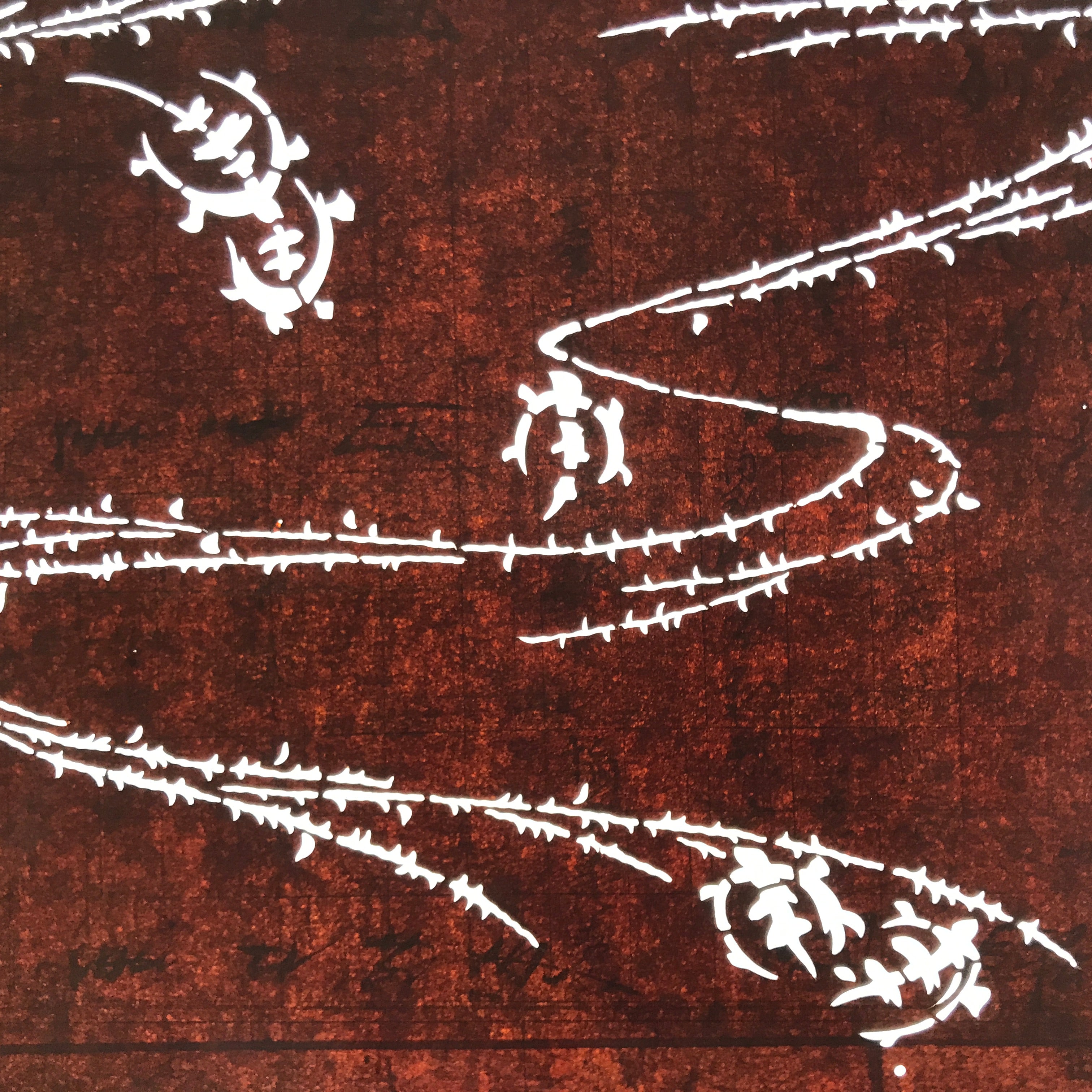 Antique Japanese Ise Katagami Paper Kimono Stencil Minogame Kame Turtle A726