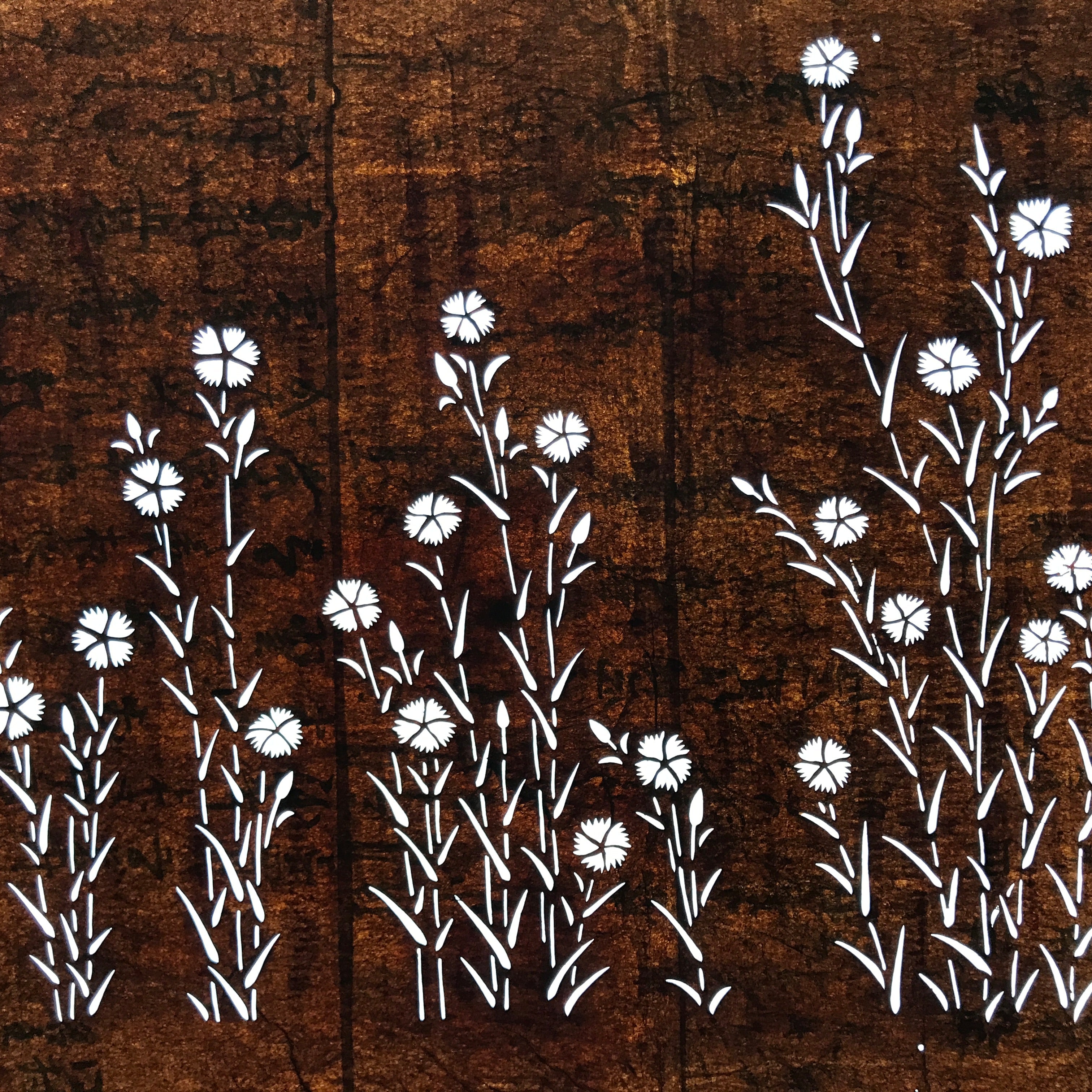 Antique Japanese Ise Katagami Paper Kimono Stencil Nadeshiko Carnations A722