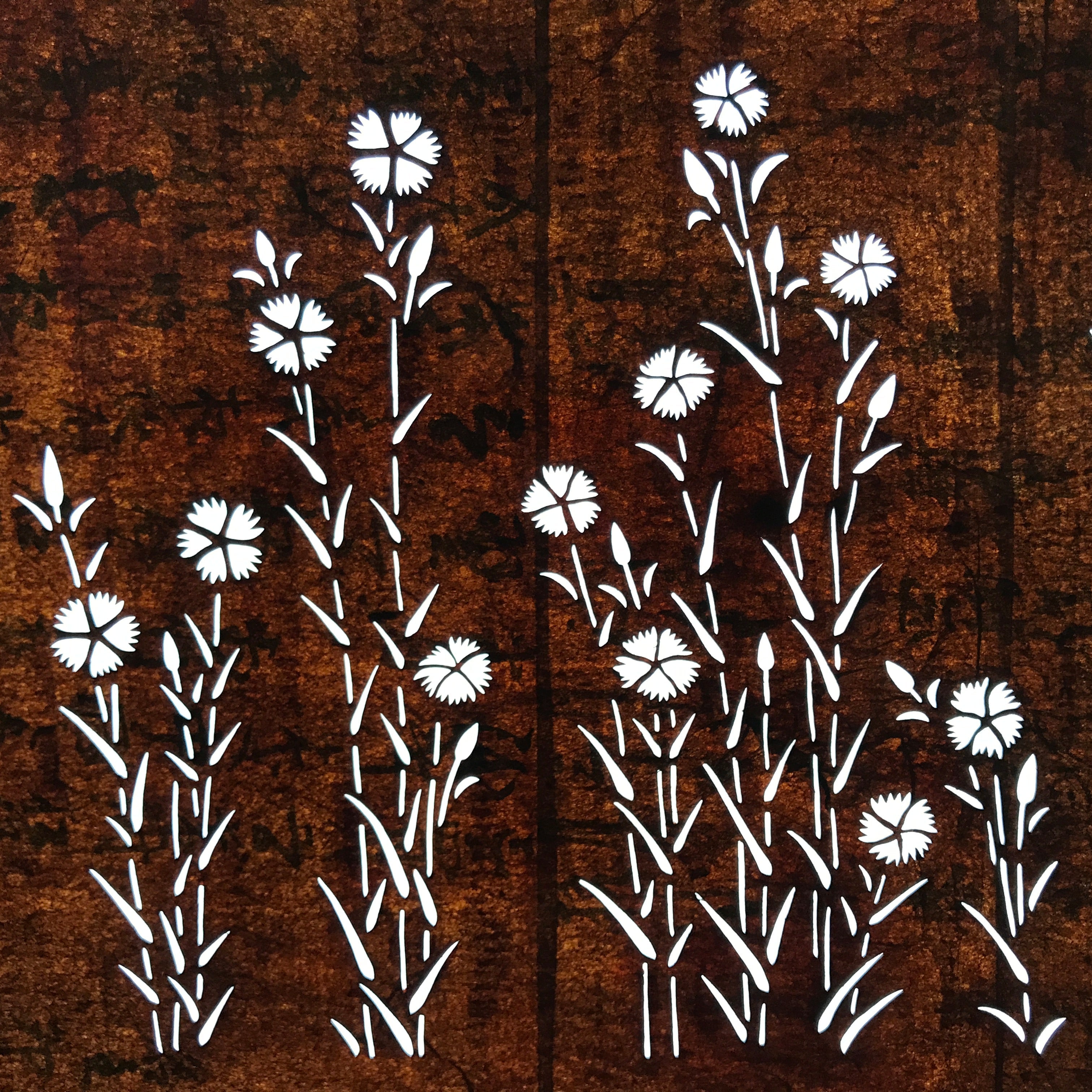 Antique Japanese Ise Katagami Paper Kimono Stencil Nadeshiko Carnations A722