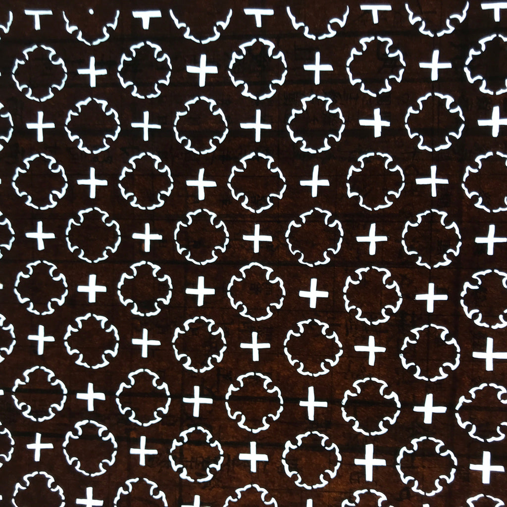 Antique Japanese Ise Katagami Paper Kimono Stencil Round Cross Pattern A727