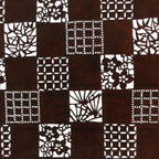 Antique Japanese Ise Katagami Paper Kimono Stencil Shochikubai Square Plum A730