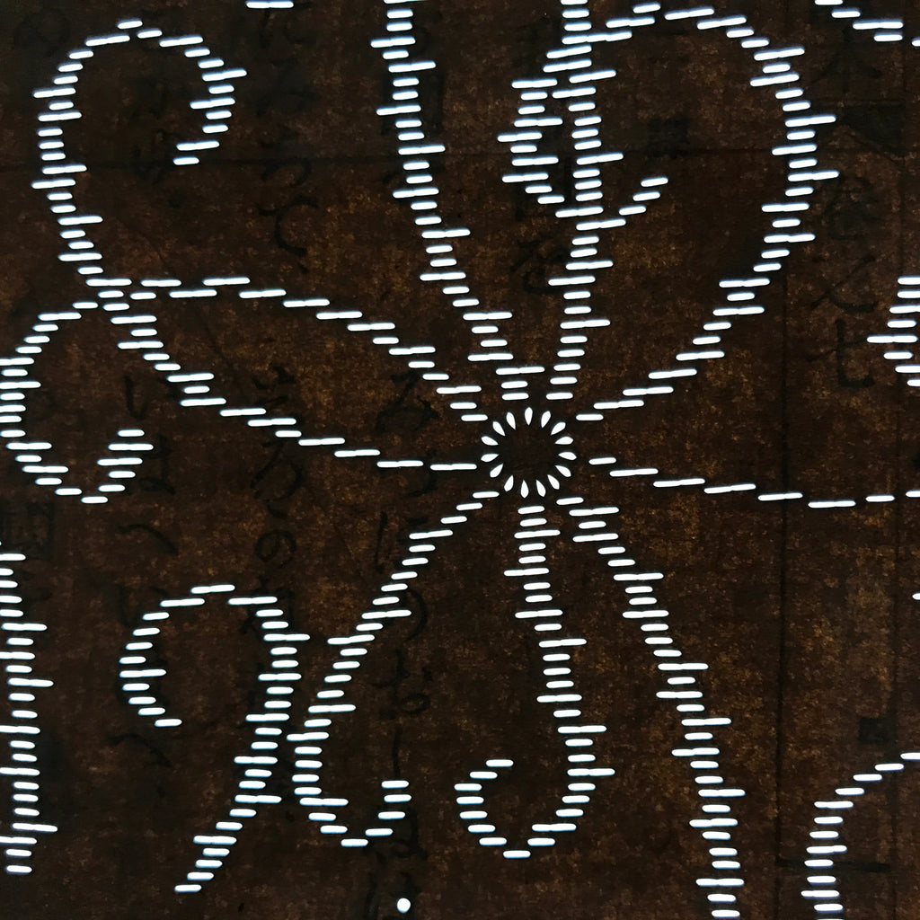 Antique Japanese Ise Katagami Paper Kimono Stencil Simple Floral Design A688