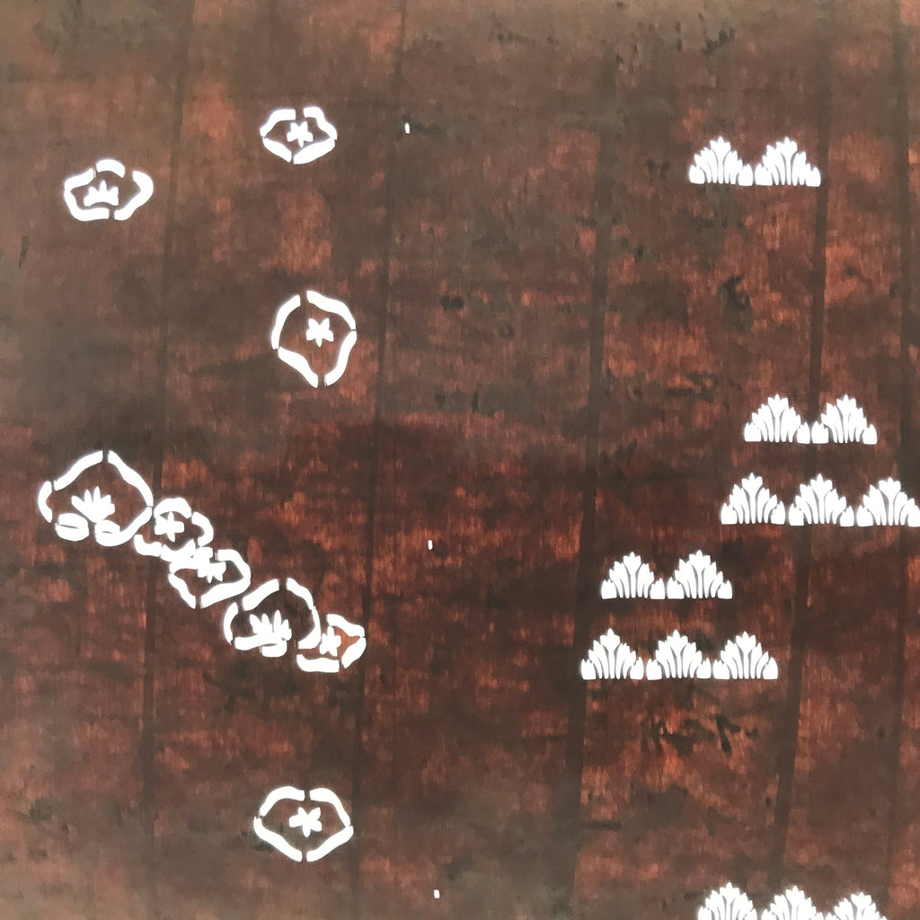 Antique Japanese Ise Katagami Paper Kimono Stencil Simple Plants Flowers A742