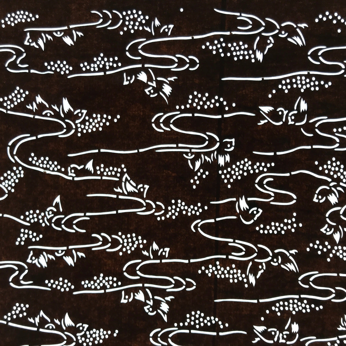 Antique Japanese Ise Katagami Paper Kimono Stencil Small Birds River Design A713