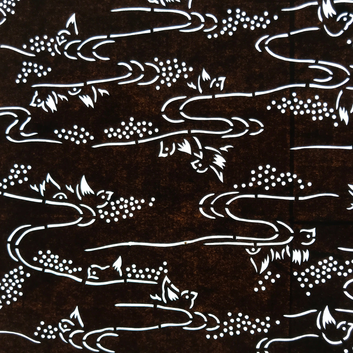 Antique Japanese Ise Katagami Paper Kimono Stencil Small Birds River Design A713