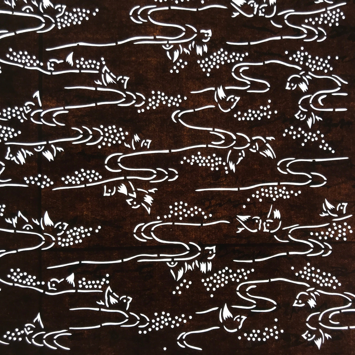 Antique Japanese Ise Katagami Paper Kimono Stencil Small Birds River Design A713