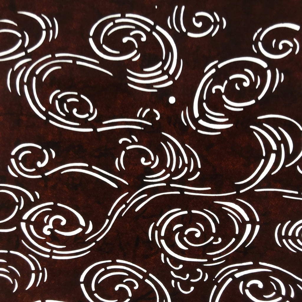Antique Japanese Ise Katagami Paper Kimono Stencil Swirling Water Kanzemizu A739