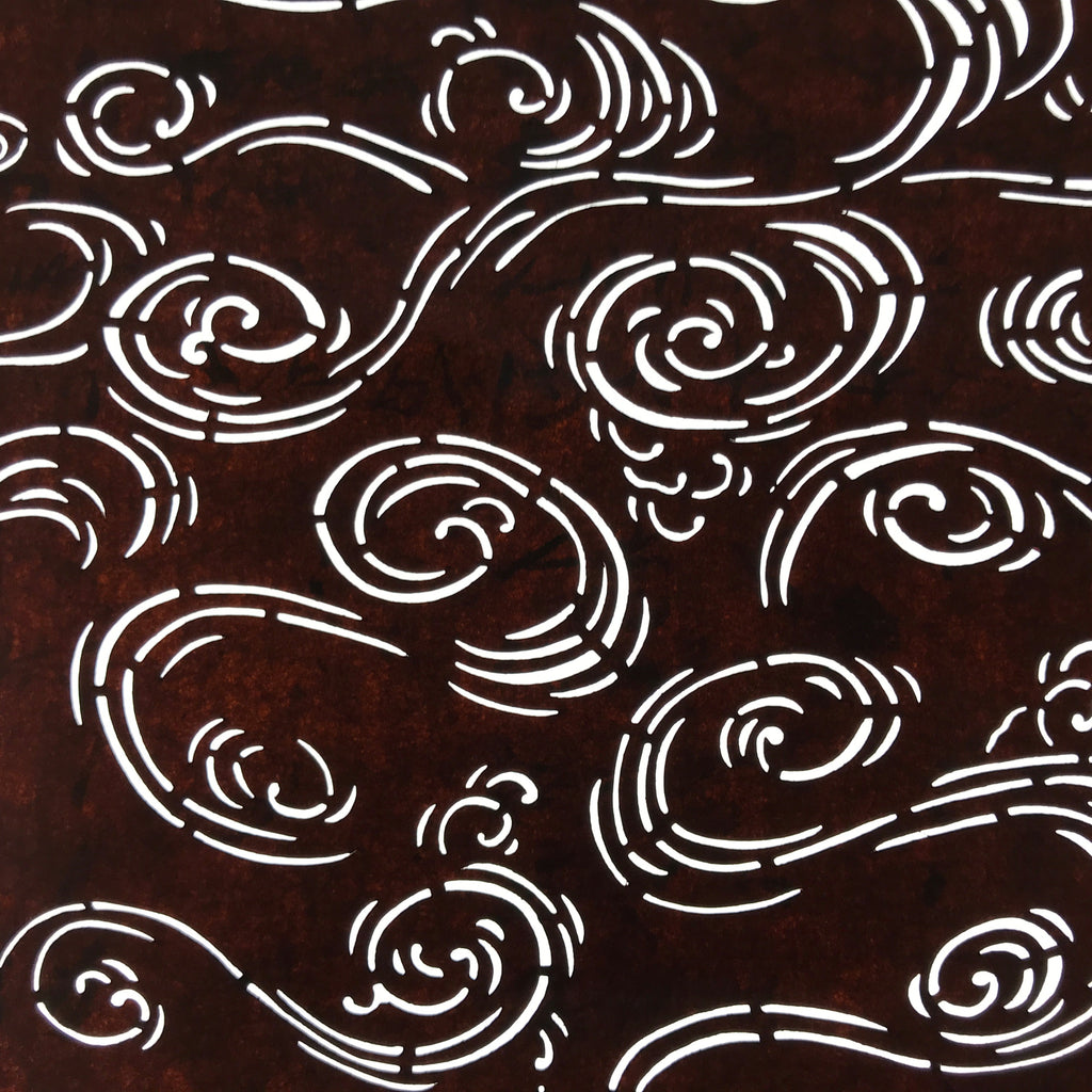Antique Japanese Ise Katagami Paper Kimono Stencil Swirling Water Kanzemizu A739