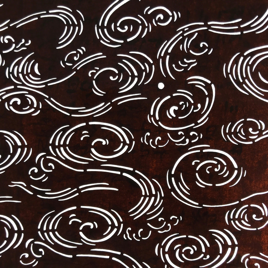Antique Japanese Ise Katagami Paper Kimono Stencil Swirling Water Kanzemizu A739