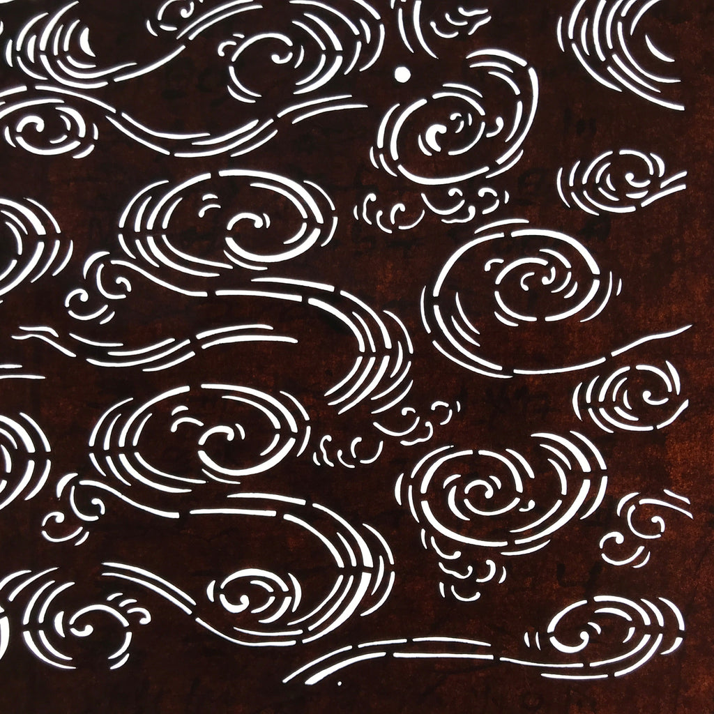 Antique Japanese Ise Katagami Paper Kimono Stencil Swirling Water Kanzemizu A739