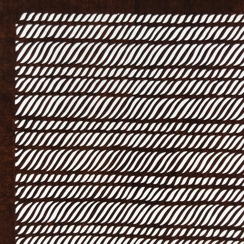 Antique Japanese Ise Katagami Paper Kimono Stencil Wavy Rope Weave Lines A737