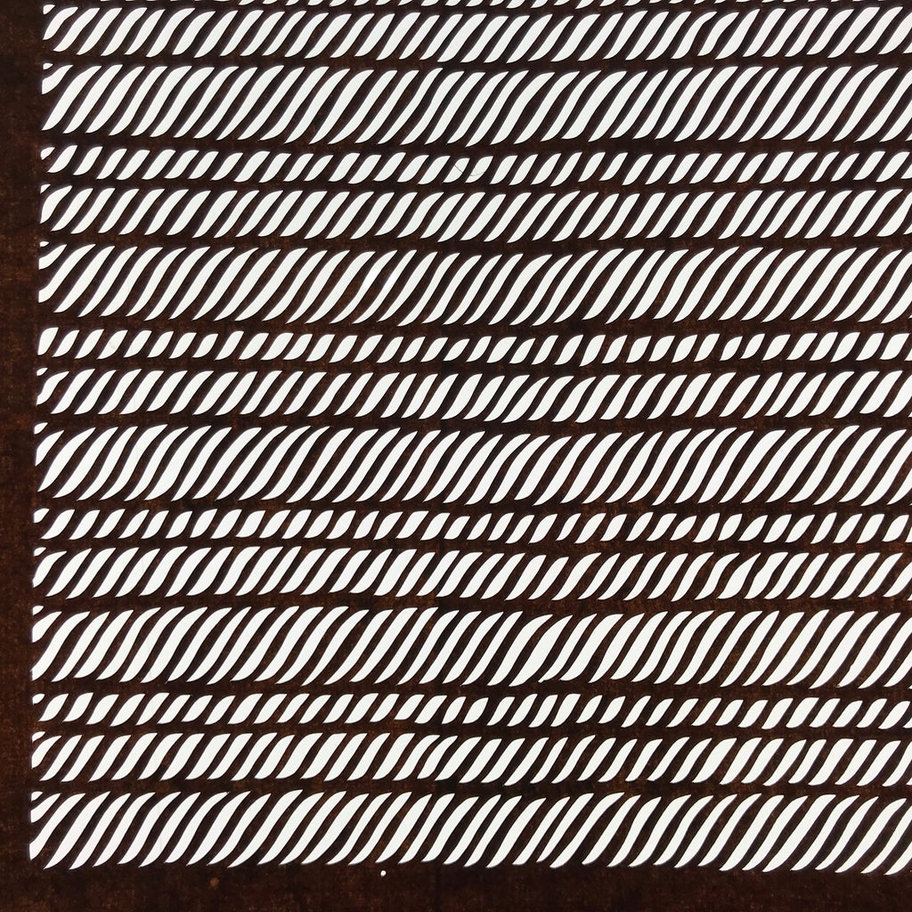 Antique Japanese Ise Katagami Paper Kimono Stencil Wavy Rope Weave Lines A737