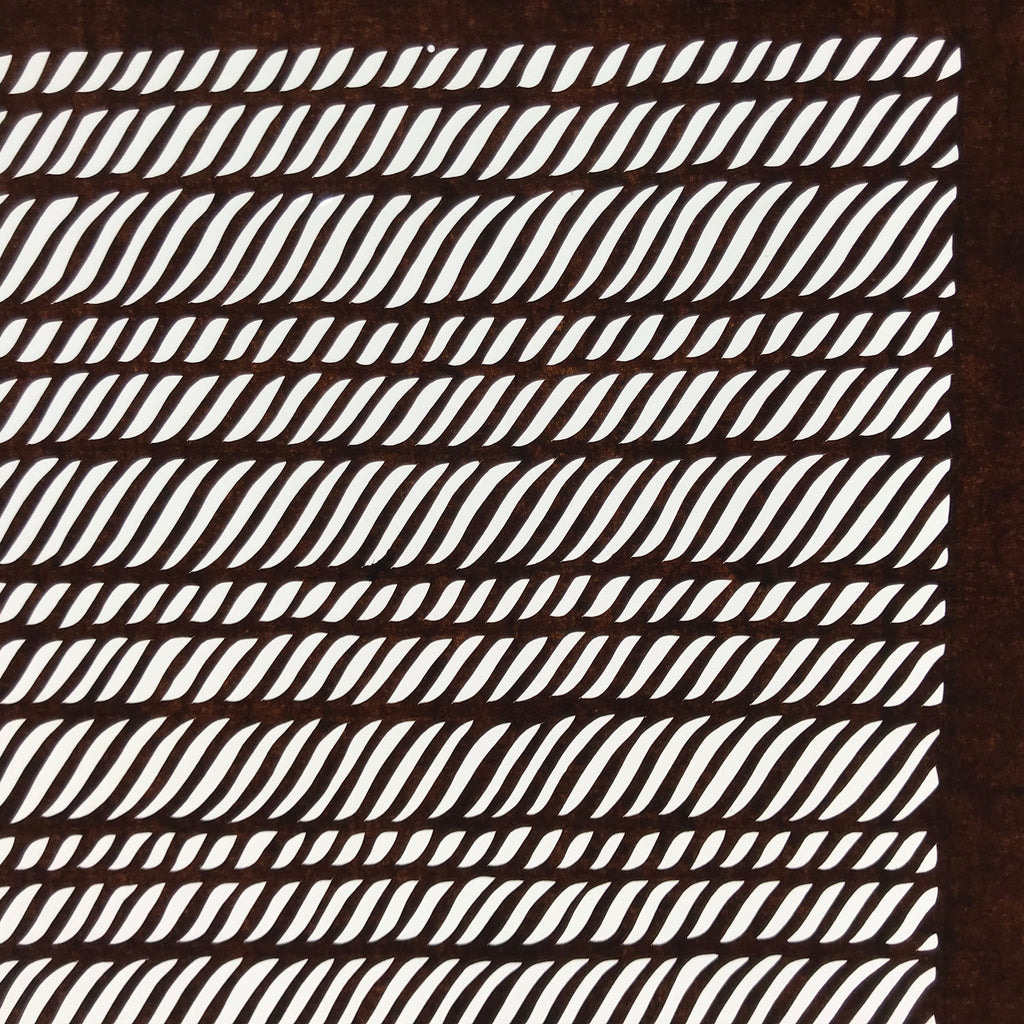 Antique Japanese Ise Katagami Paper Kimono Stencil Wavy Rope Weave Lines A737