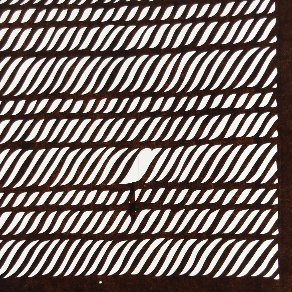 Antique Japanese Ise Katagami Paper Kimono Stencil Wavy Rope Weave Lines A737