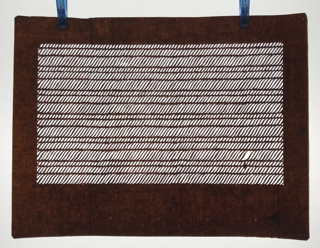 Antique Japanese Ise Katagami Paper Kimono Stencil Wavy Rope Weave Lines A737