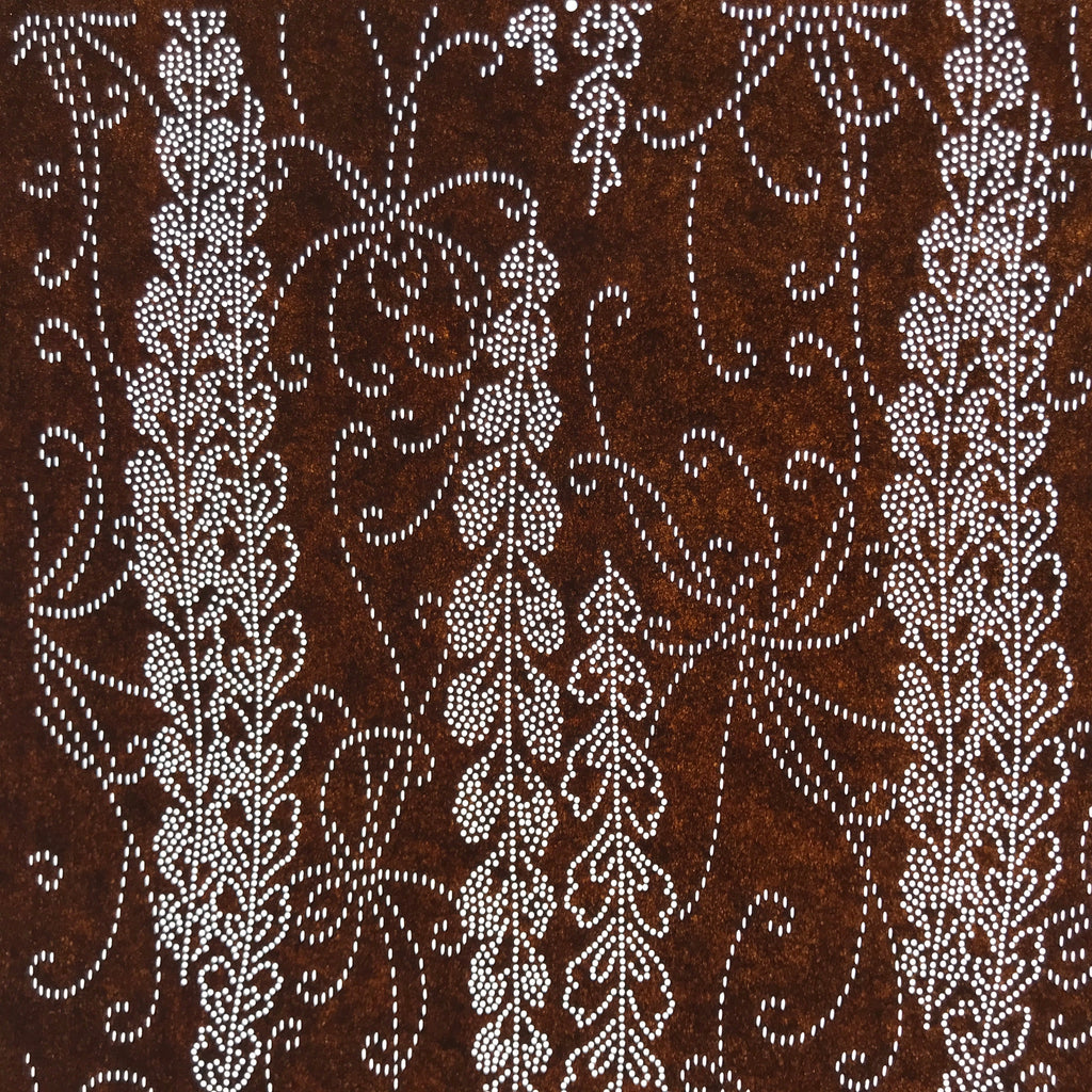 Antique Japanese Ise Katagami Paper Kimono Stencil Wisteria Fuji Flowers A701