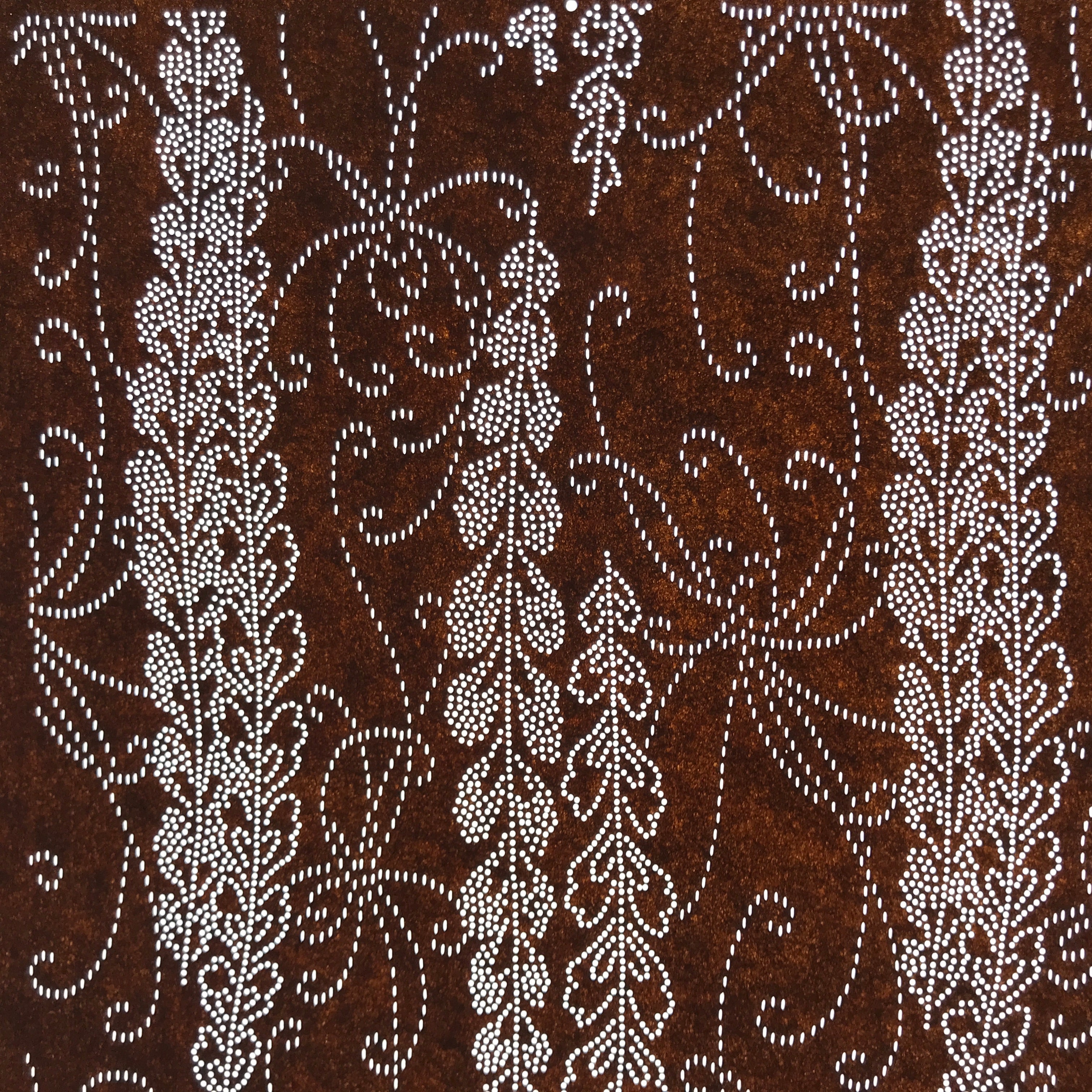 Antique Japanese Ise Katagami Paper Kimono Stencil Wisteria Fuji Flowers A701