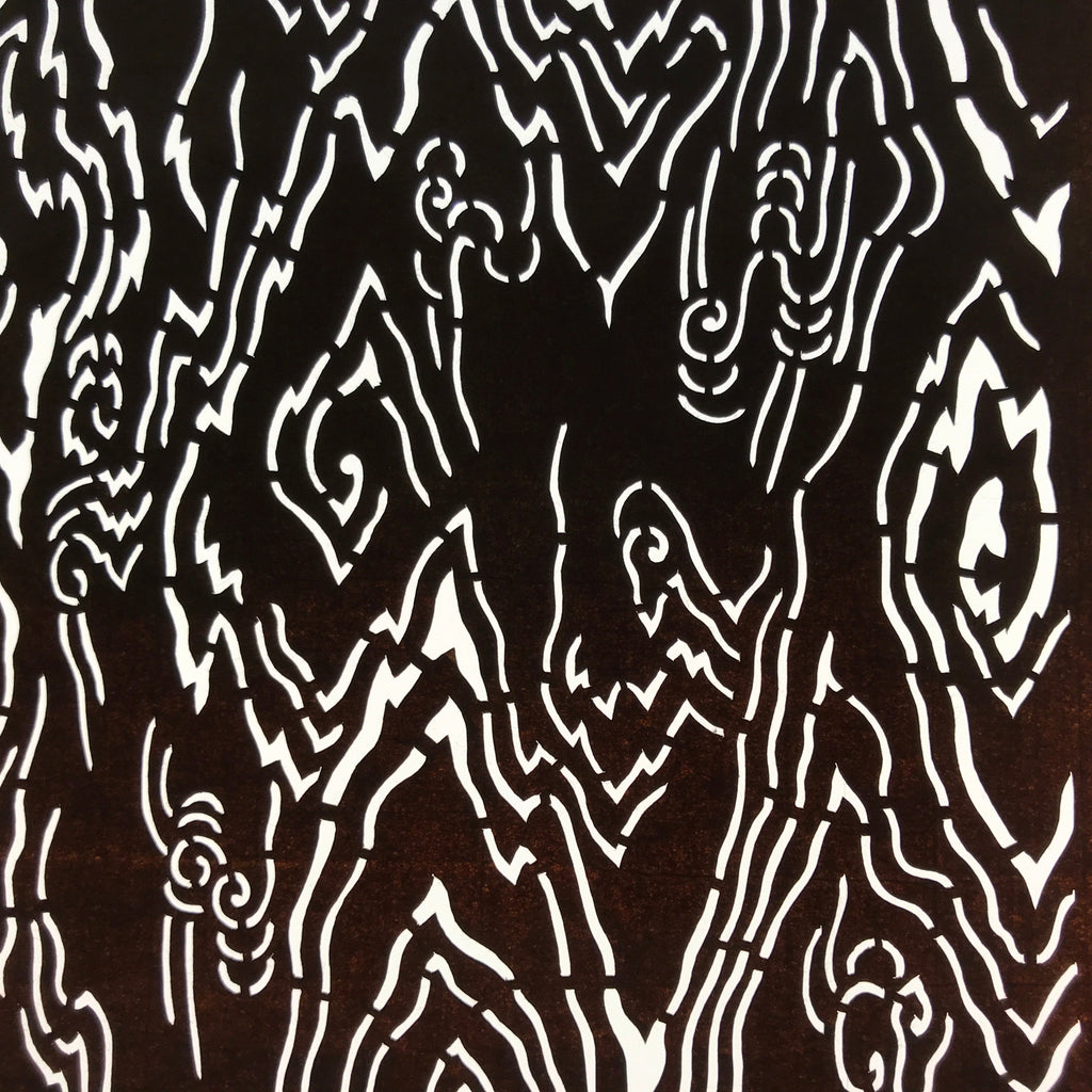 Antique Japanese Ise Katagami Paper Kimono Stencil Wood Grain Pattern A709