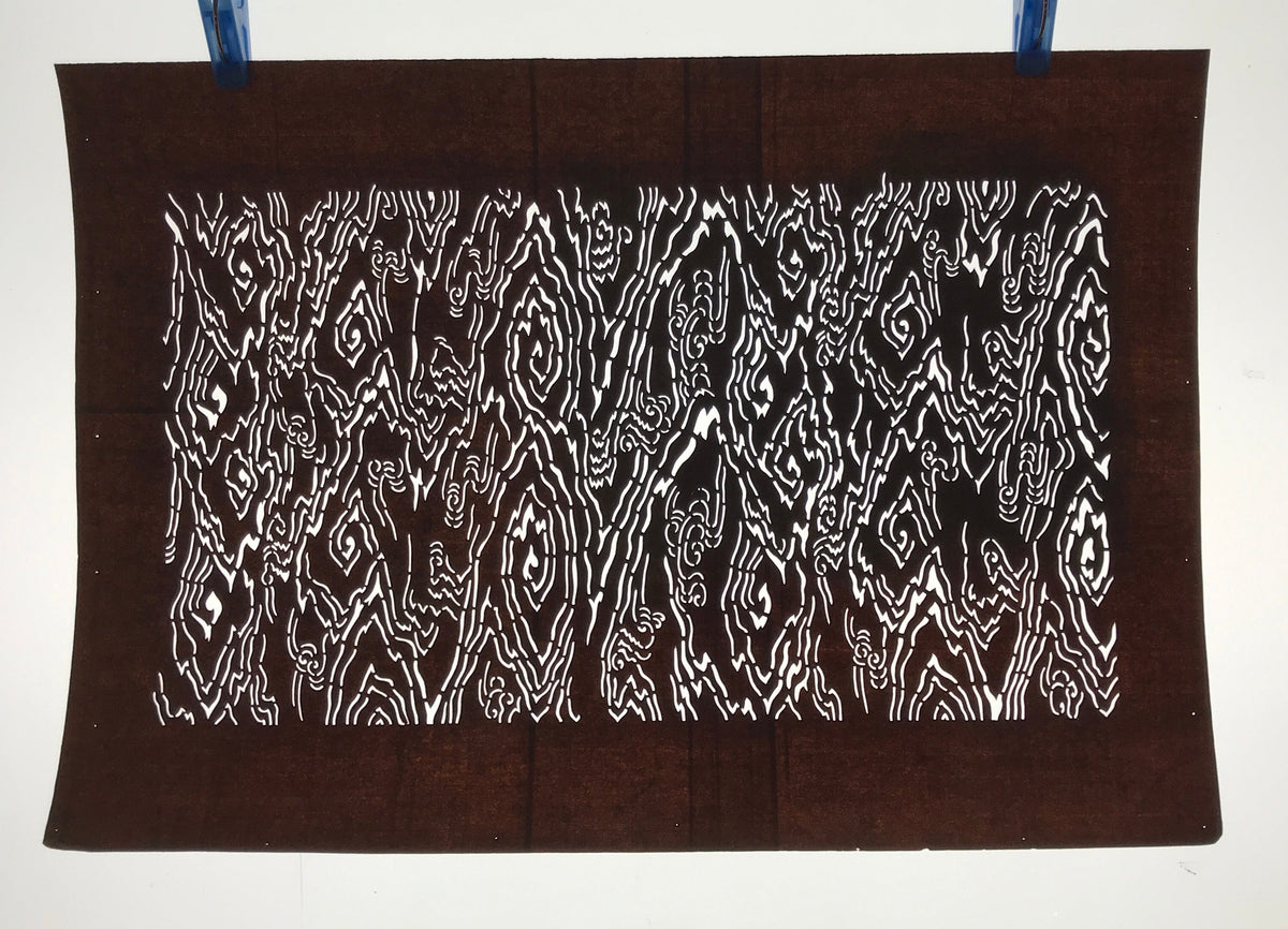 Antique Japanese Ise Katagami Paper Kimono Stencil Wood Grain Pattern A709