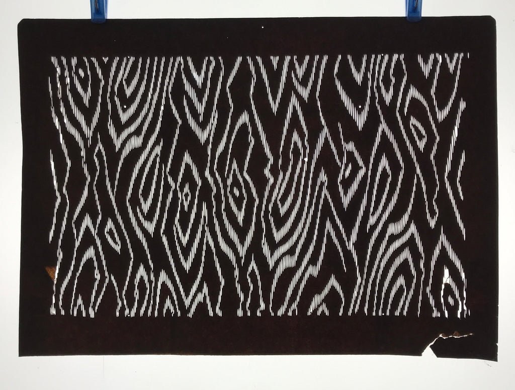 Antique Japanese Ise Katagami Paper Kimono Stencil Wood Grain Pattern A712