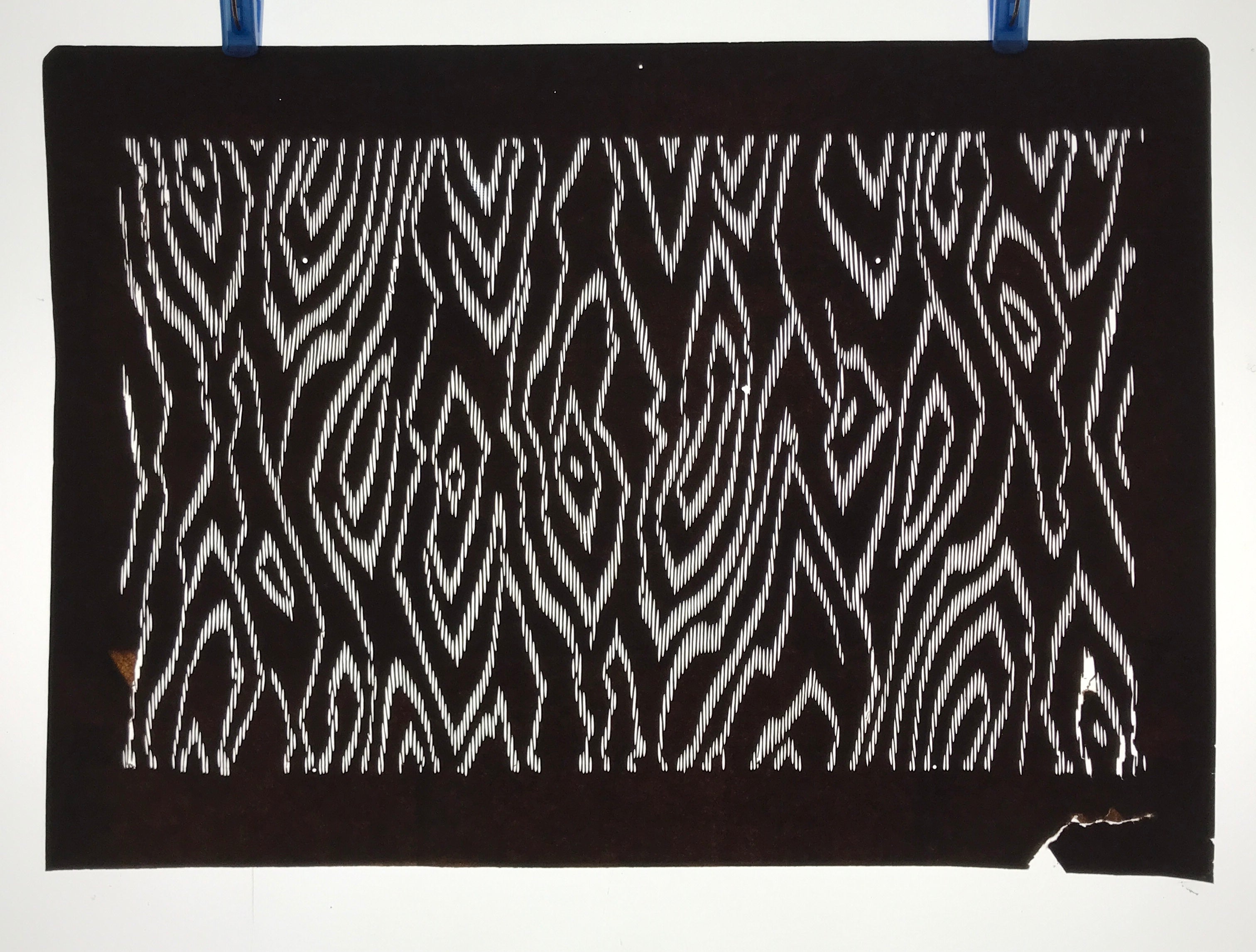 Antique Japanese Ise Katagami Paper Kimono Stencil Wood Grain Pattern A712